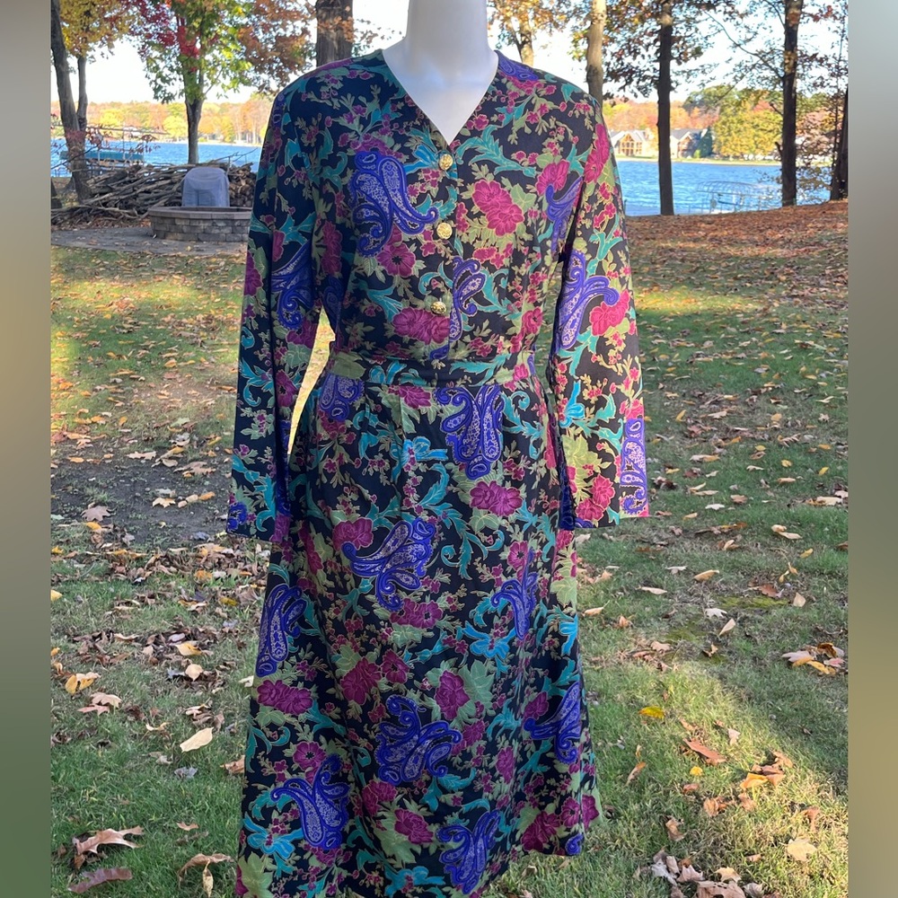 Vintage 80’s-90’s Kate Allen paisley 2-piece dress M